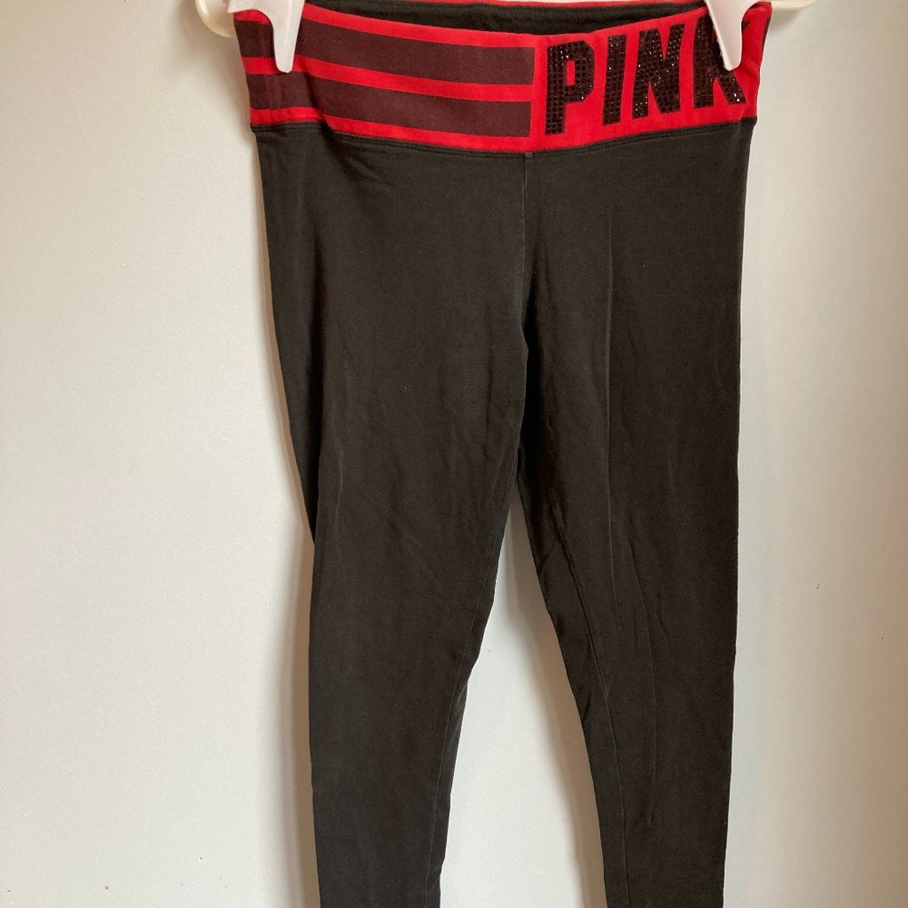 Red Band Black Leggings